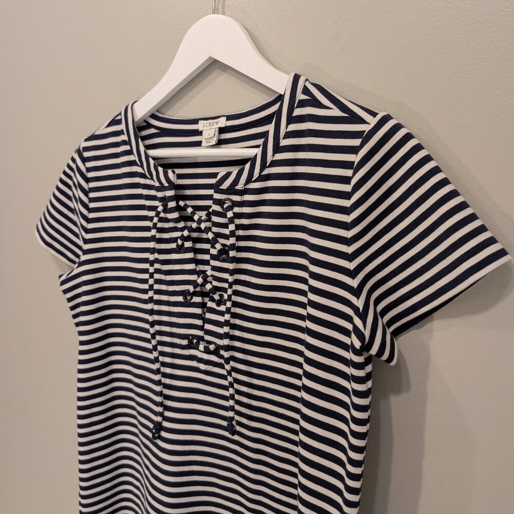 J. Crew Shift Dress NavyWhite Stripes Nautical Coastal Preppy Vacation - Size S - Picture 3 of 8